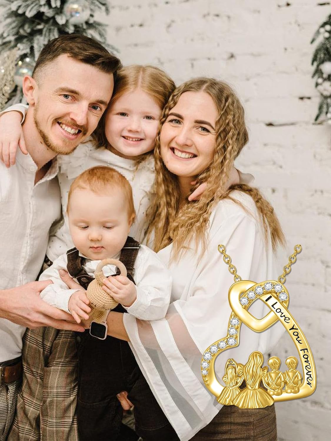 Dorunmo Mother Father and 1/2/3 Daughters/Son Necklace 925 Sterling Silver 14k Gold Plated Mother's Day Jewelry Gift for Women - Image 3