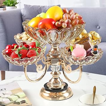 Meyve Kaseleri Meyve Tabağı Süslemeleri, Hafif Lüks Stil, Çok Katmanlı Kristal Cam Şeker Tabağı, Ev Oturma Odası, Kahve Masası Süslemeleri Meyve Sepeti