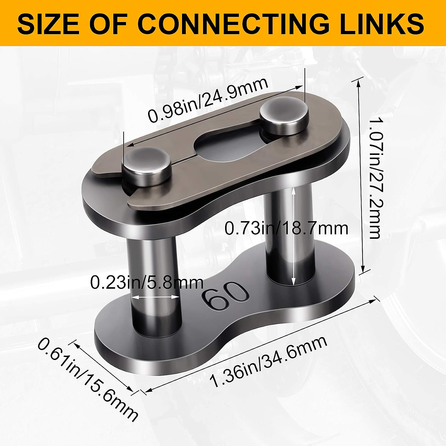 5 Pack #60 Roller Chain Connecting Links, Master Connector Link for Agricultural Machine, Tractors