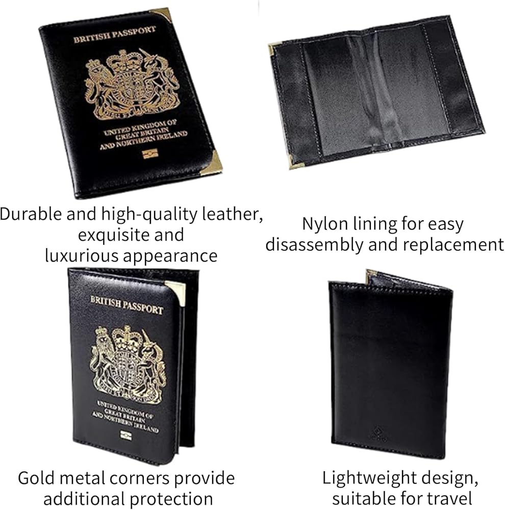 Funda Para Pasaporte Británico, Funda De Cuero Para Pasaporte, Funda De Pasaporte Del Reino Unido Para Pasaporte, Tarjetas De Visita, Tarjetas De Crédito, Tarjetas De Embarque