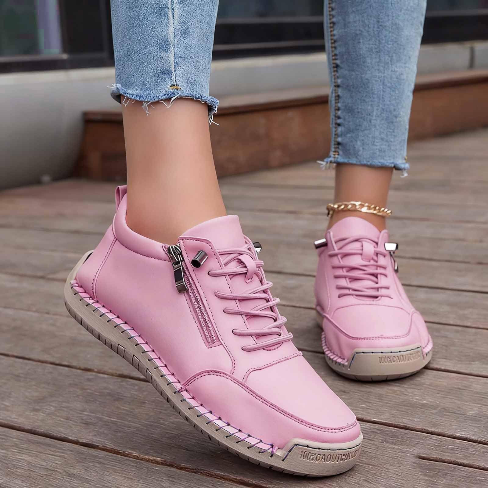 Genérico Zapatos Casuales Unisex Sin Cordones con Cremallera Lateral Cómodos Zapatos para Caminar De Color Sólido A La (48)