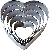 Vista 1 de Heart Cookie Cutter Set - 5 Piece - 4", 3 2/5", 2 3/4", 2 1/5", 1 5/8", Heart Shaped Biscuit Cutters