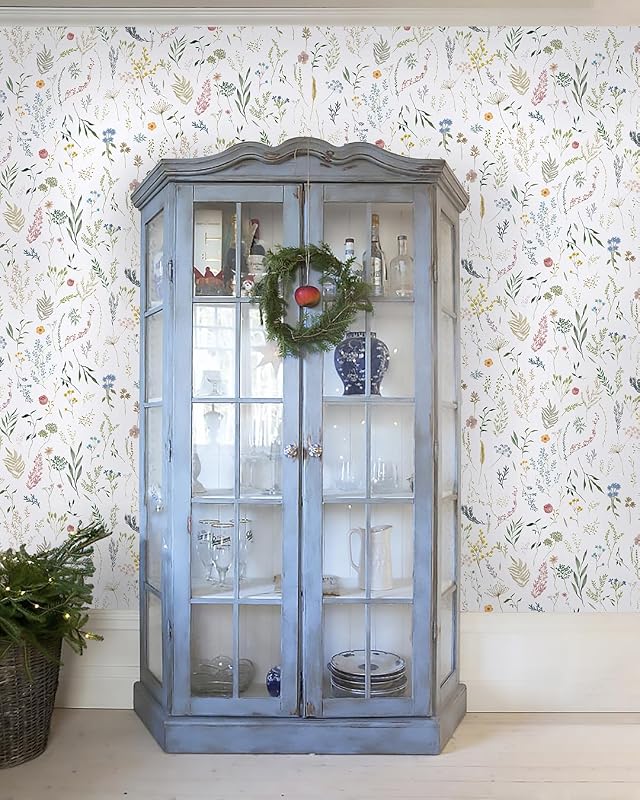 CiCiwind Öntapadós Tapéta Fehér Virágmintás 41x300cm Vízálló PVC Bútorfólia Faldekoráció Szekrény Bútor Felújításhoz