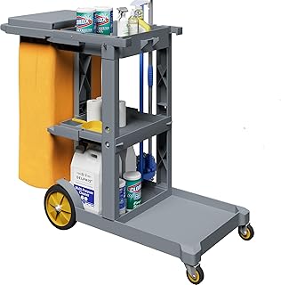 Commercial Hotel Restaurant Cleaning Cart 3-Shelf Commercial Janitorial Cart Housekeeping Cart