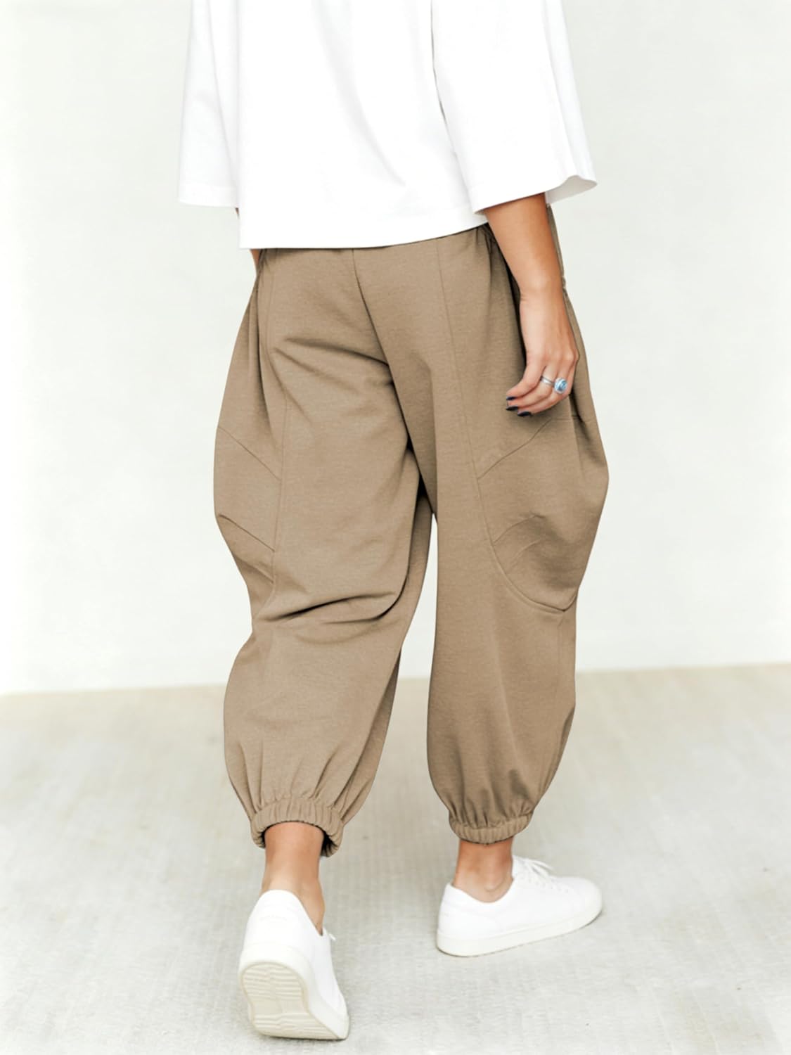 Himosyber Women's Baggy Harem Pants Casual Loose Elastic High Waist Lounge Sweatpants Comfy Joggers with Pockets