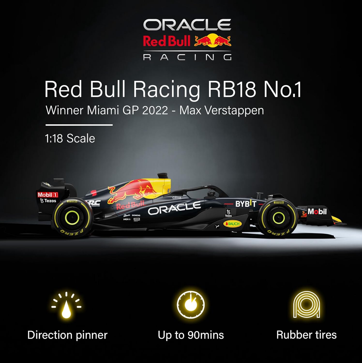Voltz Toys Authentic Licensed 1:18 F1 RedBull Rb18 Car Remote Control Car - F1 Collection RC car Series for Kids and Adults - 2.4GHz RC Car for Gift (1:18 RedBull Rb18(NO.1))