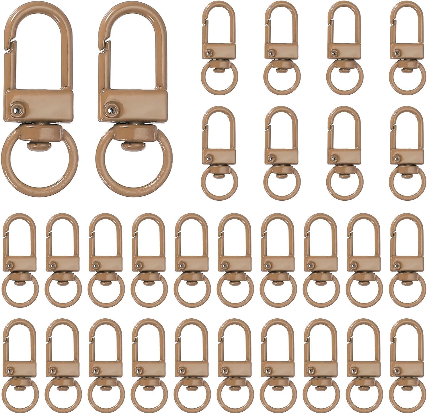 uxcell 30pcs Metal Lobster Claw Clasps, Swivel Lanyards Trigger Snap Hooks Keychain Strap with Key Ring for Jewelry Making Purse Bag Key Chains Connector, Light Brown