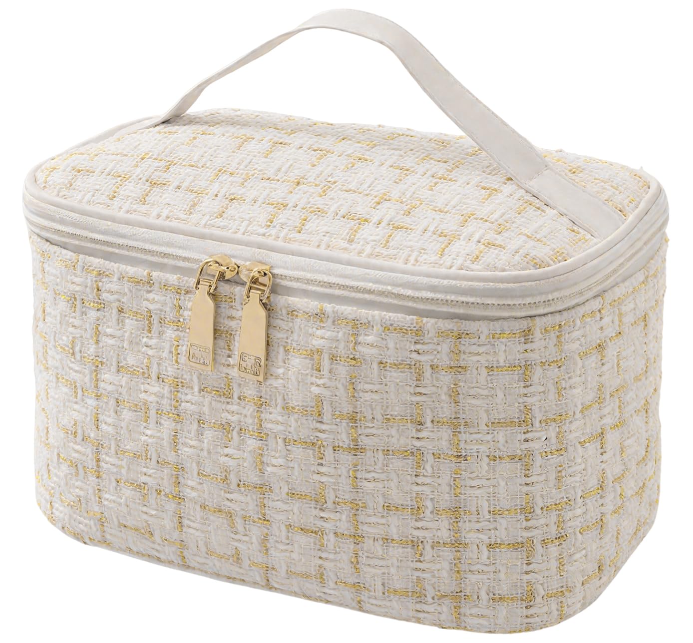 化粧ポーチ 大容量 メイクポーチ 大開口 化粧品収納バッグ メイクブラシ収納可能 多機能 手提げ コスメポーチ 出張 旅行用 軽量 持ち運び (ベージュ)