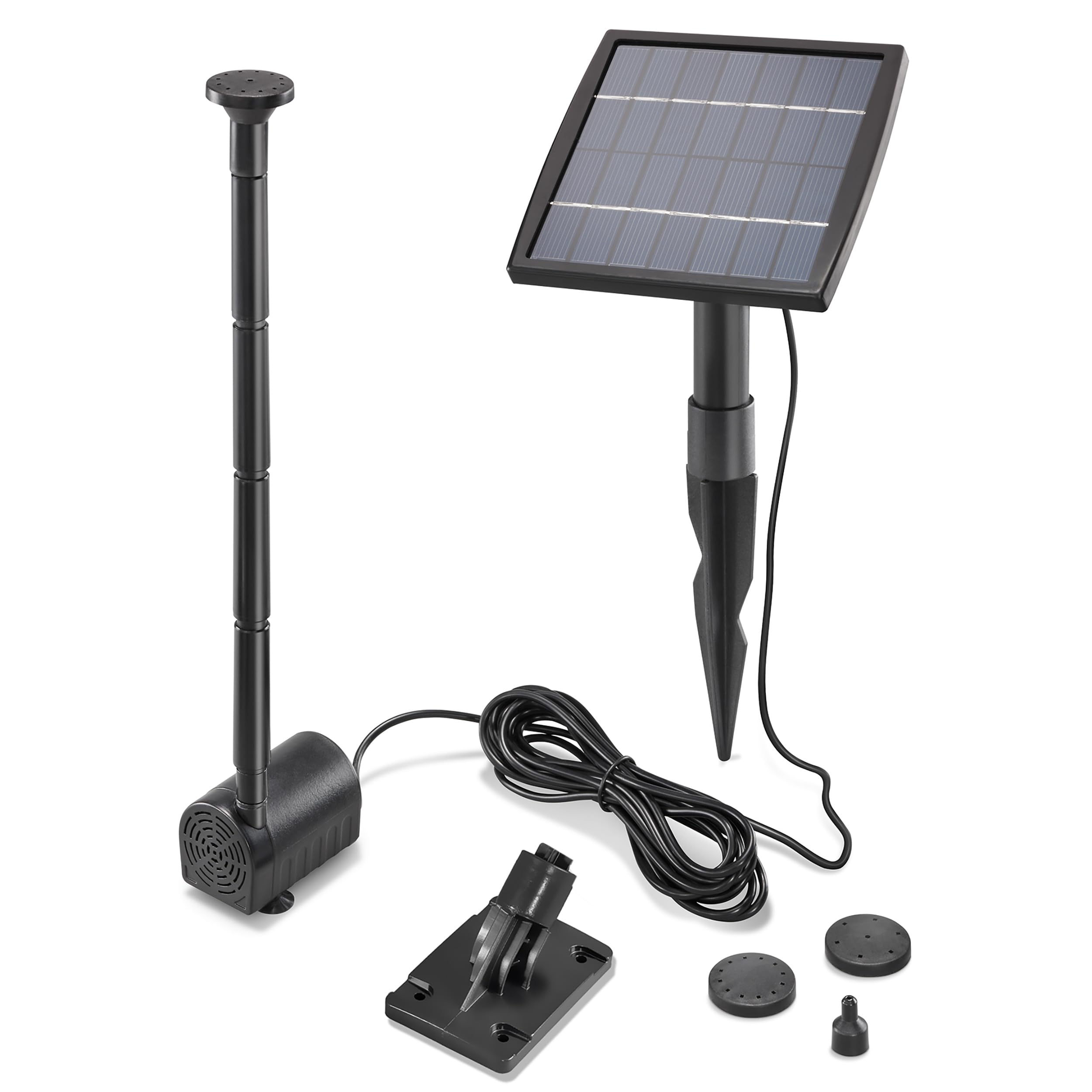 esotec Teichpumpe Wasserspiel Solar-Springbrunnen Kit 1,5/140 pro, Komplettset Sprinklerpumpe, Solarmodul 1,5W, Solarbrunnen für Gartenteich Springbrunnenpumpe, Direktbetrieb 0,8m 140l/h 101905
