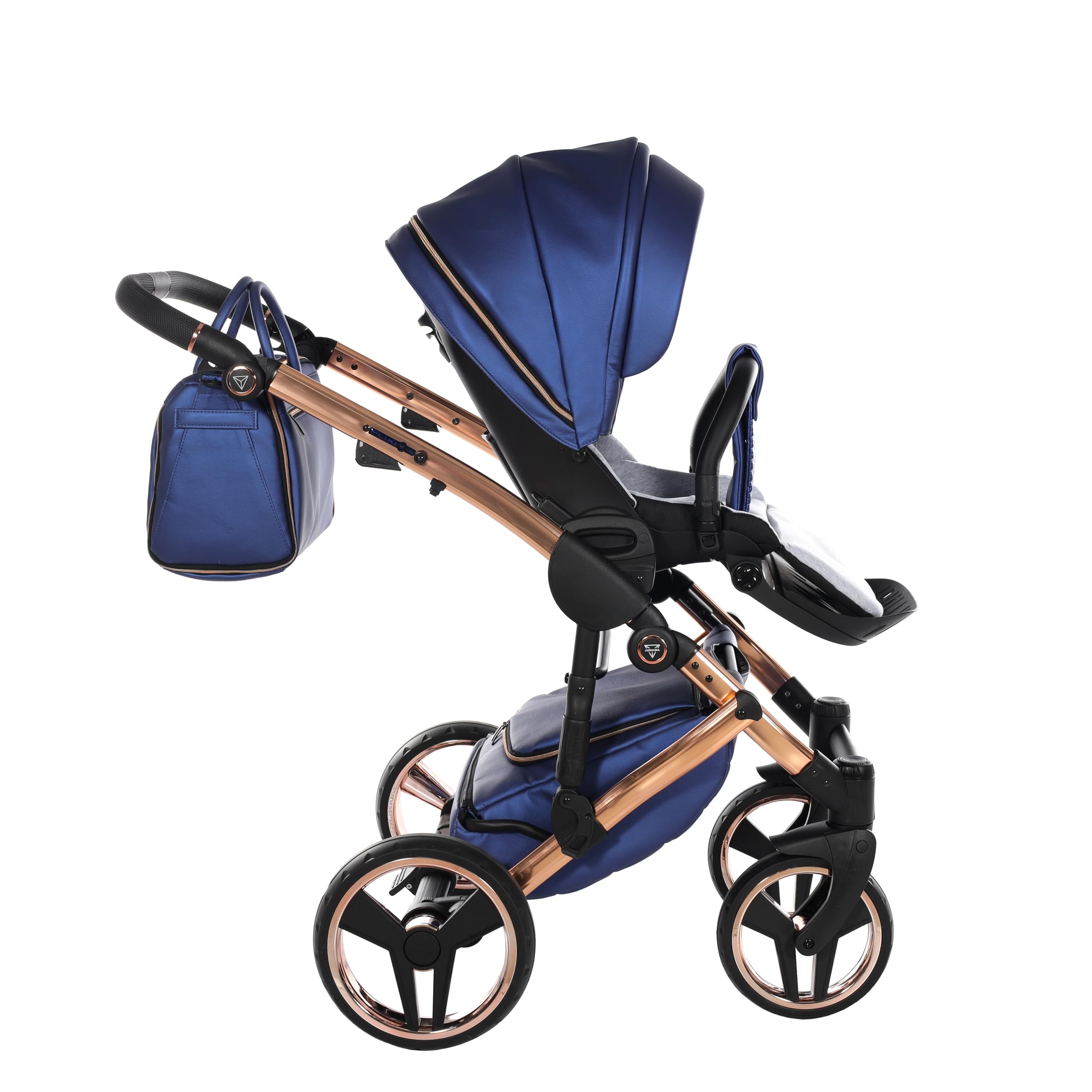 Junama Passeggino TRIO Diamond Fluo 01 Blu e Rame - 2in1 3in1 4in1 + ombrellino (2 in 1 con Adattatori)