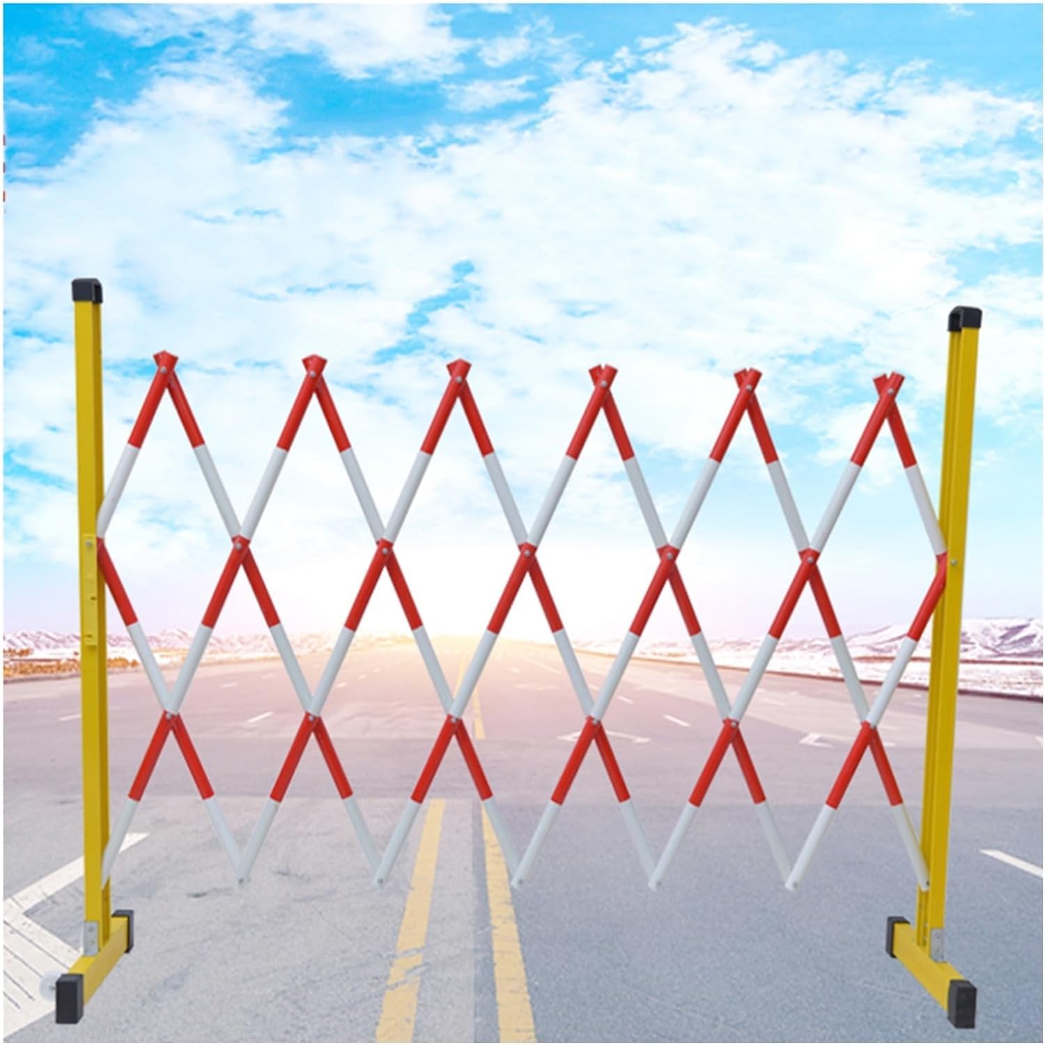 Barrière de sécurité rétractable et portillon pliant à ciseaux pour l'extérieur