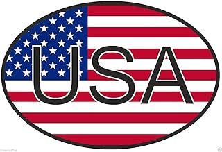 USA Country Code Oval Flag Sticker Decal - Multicolor Vinyl - Waterproof - UV Resistant - Made in USA - 4 in. x 3 in.