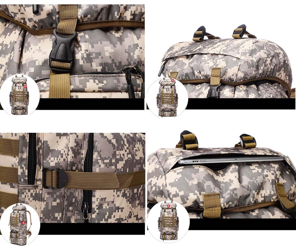 Groß Outdoor Rucksack 100L, Militär Taktischer Rucksack Herren, Wasserdicht Große Kapazität Wanderrucksäcke Army Rucksack Militär Backpack für Camping Travel Bushcraft Wandern Jagd Bergsteigen
