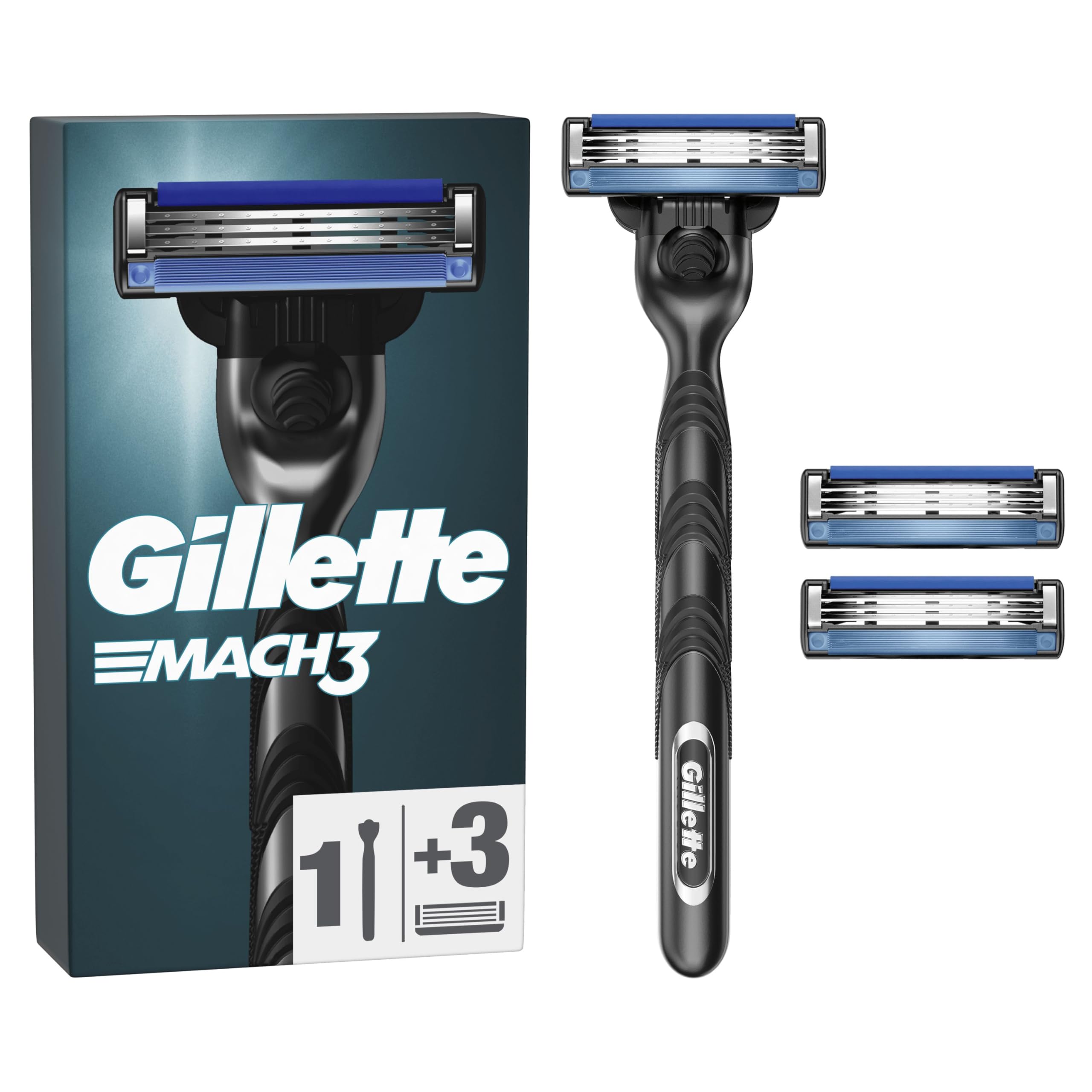 Gillette Mach3 Base 1 uchwyt + 3 ostrza uzupełniające dla mężczyzn