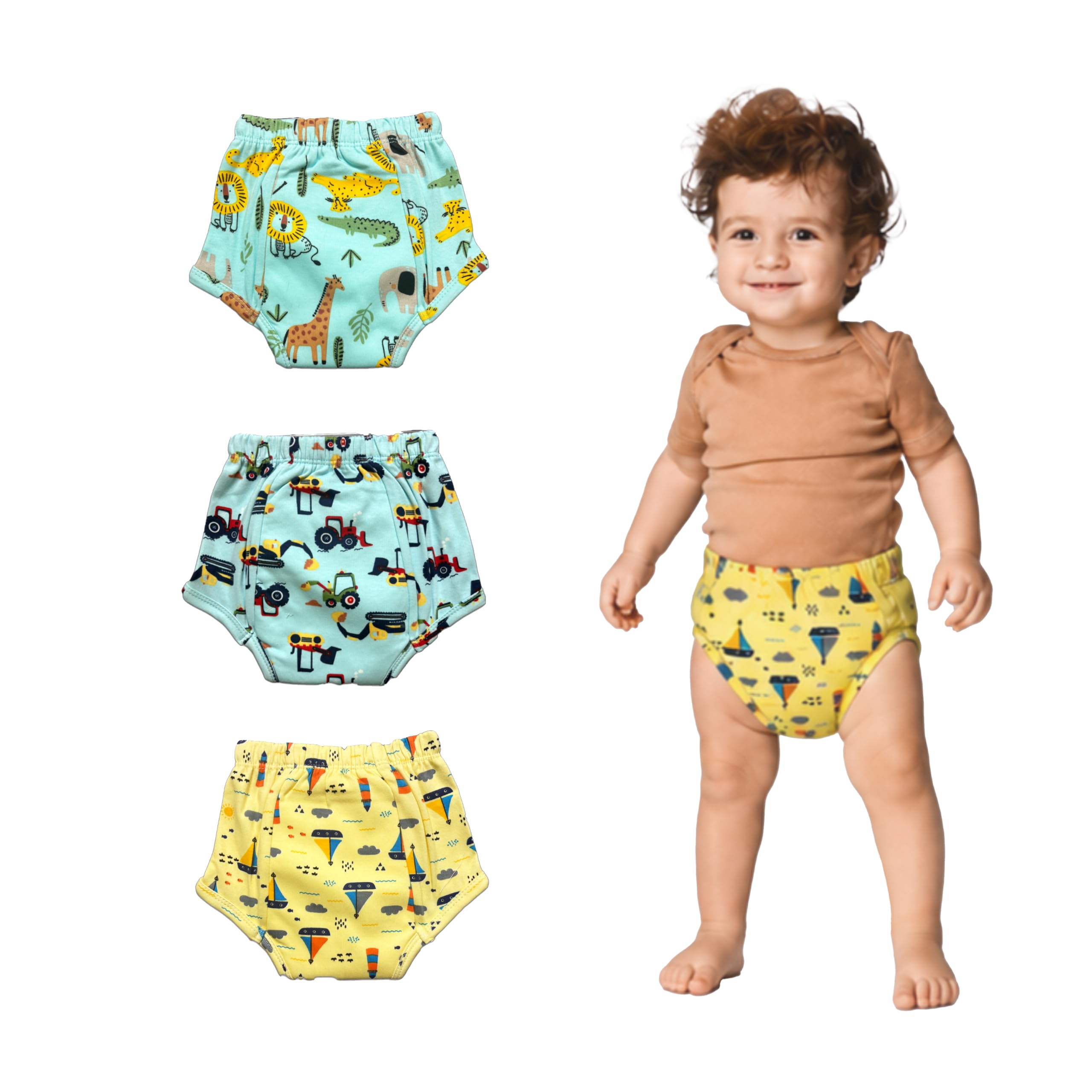 CHE MART | UltraDry Underwear for Toddlers | 100% Cotton Reusable Underwear | Reusable & Washable Training Pants | Leak-Proof Absorbent Pull-Up Pants for Boys & Girls | Soft Toddler (Random Designs) (5, L)-image-0