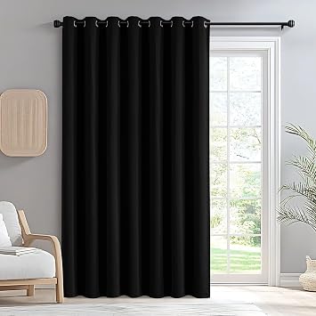 IGEMAEVE Blackout Curtains & Drapes Black 65" W x 96" L Pack of 1 | Bedroom | Living room | Room Divider | Privacy | Grommet | Thermal | Insulated | Sliding Door Window