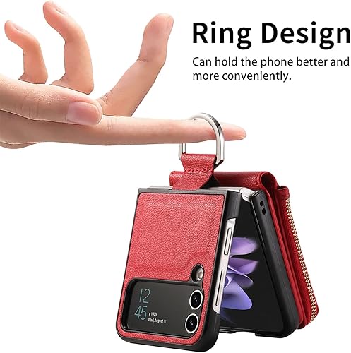 Miniatura 3 de Asuwish Compatible con Samsung Galaxy Z Flip 3 5G 2021 - Funda tipo cartera y ranura para tarjetas, anillo con cierre magnético, a prueba de golpes,