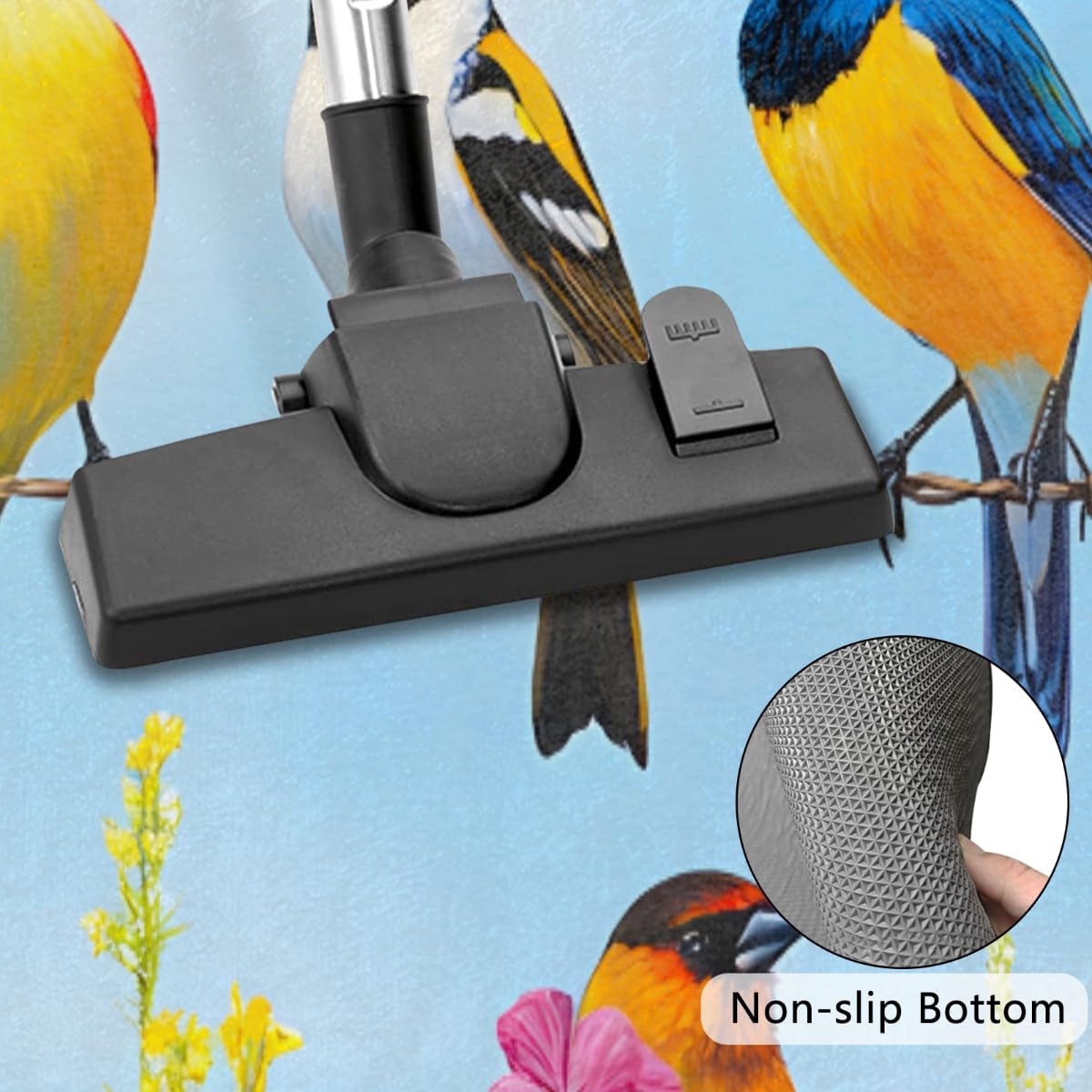 Front Door Mat Indoor Outdoor Entrance, Spring Summer Birds Flower Half Round Door Mat Absorbent Non-Slip Backing Welcome Doormat Patio Entryway Low Profile Floor Mats for Kitchen Fireplace 36" x 24"