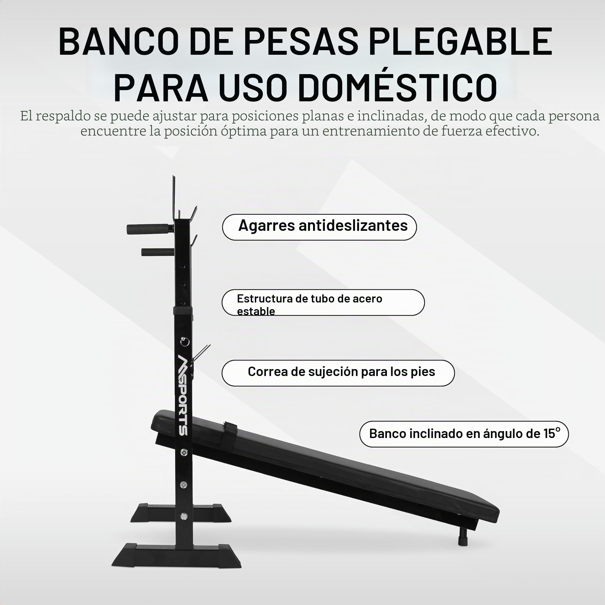 Banco de pesas profesional multifuncional plegable para barras con mancuernas de hasta 200 kg, Mancuernas