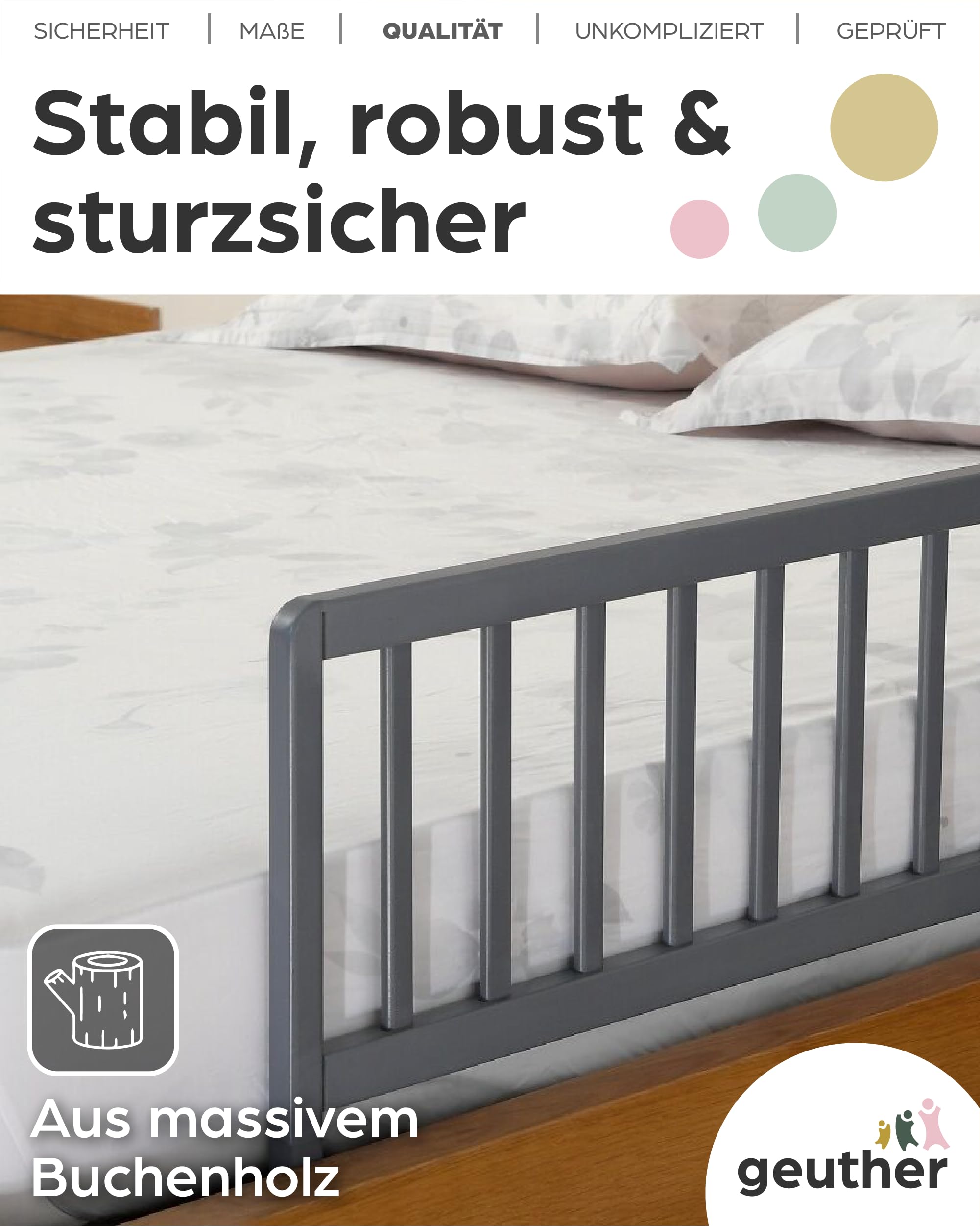 Geuther Lasse Playpen - Corralito de madera en blanco/naturaleza Tamaño: 97 cm x 97 cm, 2258 NAWE