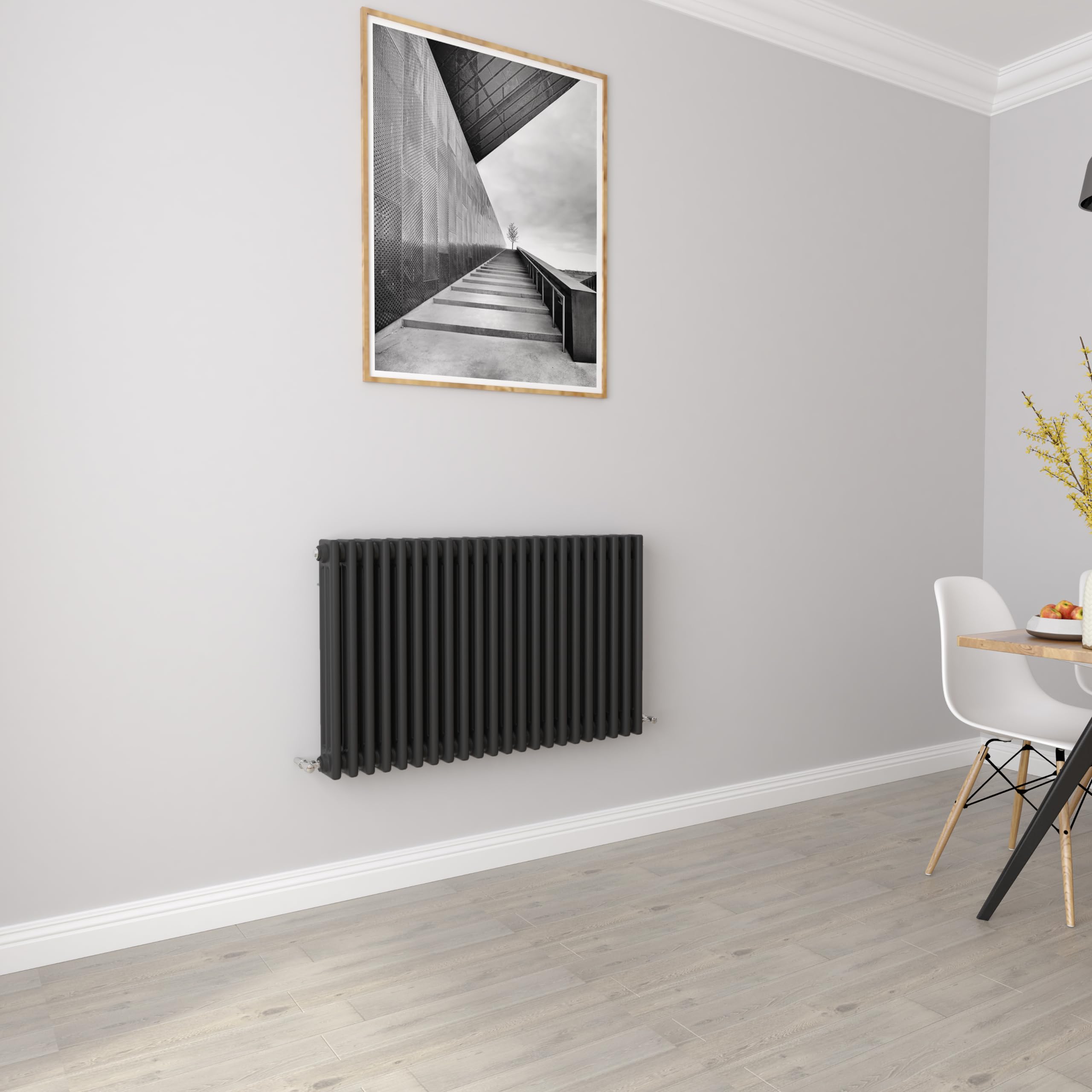 Biubiubath Black 600X1010mm Cast Iron Horizontal Triple Column Traditional Central Heating Radiators