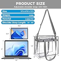 Vista 2 de BAGAIL Bolsas transparentes aprobadas para estadios con cierre de cremallera, bandolera bandolera con correa ajustable