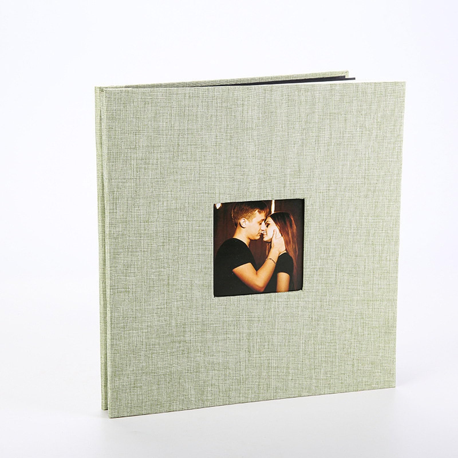 Álbum de fotos adhesivo con cubierta de lino y ventana para bodas, viajes, cumpleaños, recuerdos, regalo de 40 páginas