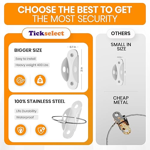 Miniatura 3 de Anclajes para muebles a prueba de bebés (paquete de 10) Anclajes de muebles anti punta que aseguran 400 libras, correas de anclaje de pared para