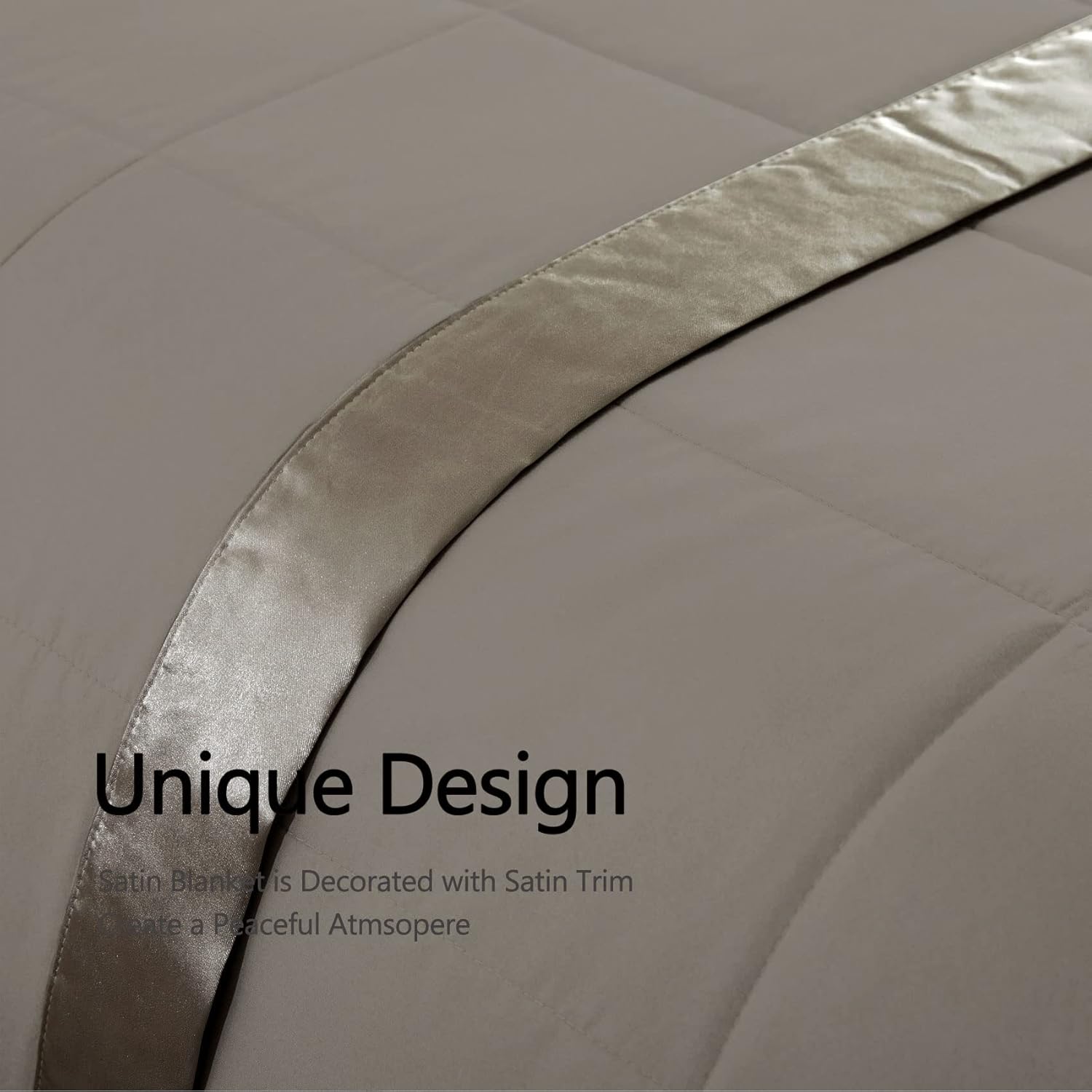 COMFLIVE Down Alternative Blanket with Satin Trim, King Size Blanket for Bed, Lightweight - Winter Summer Comfort Soft - Moisture Absorption and Removal Treatment (Mocha, King/Cal King) - Image 4