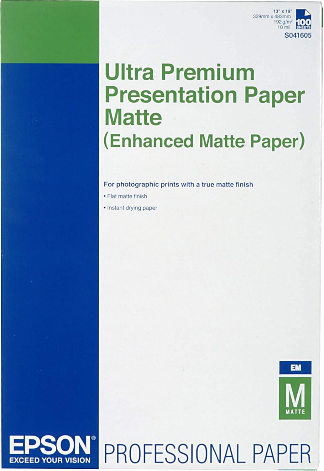 Epson S041605 Ultra Premium Presentation Paper Matte | 13 x 19" - 100 Sheets