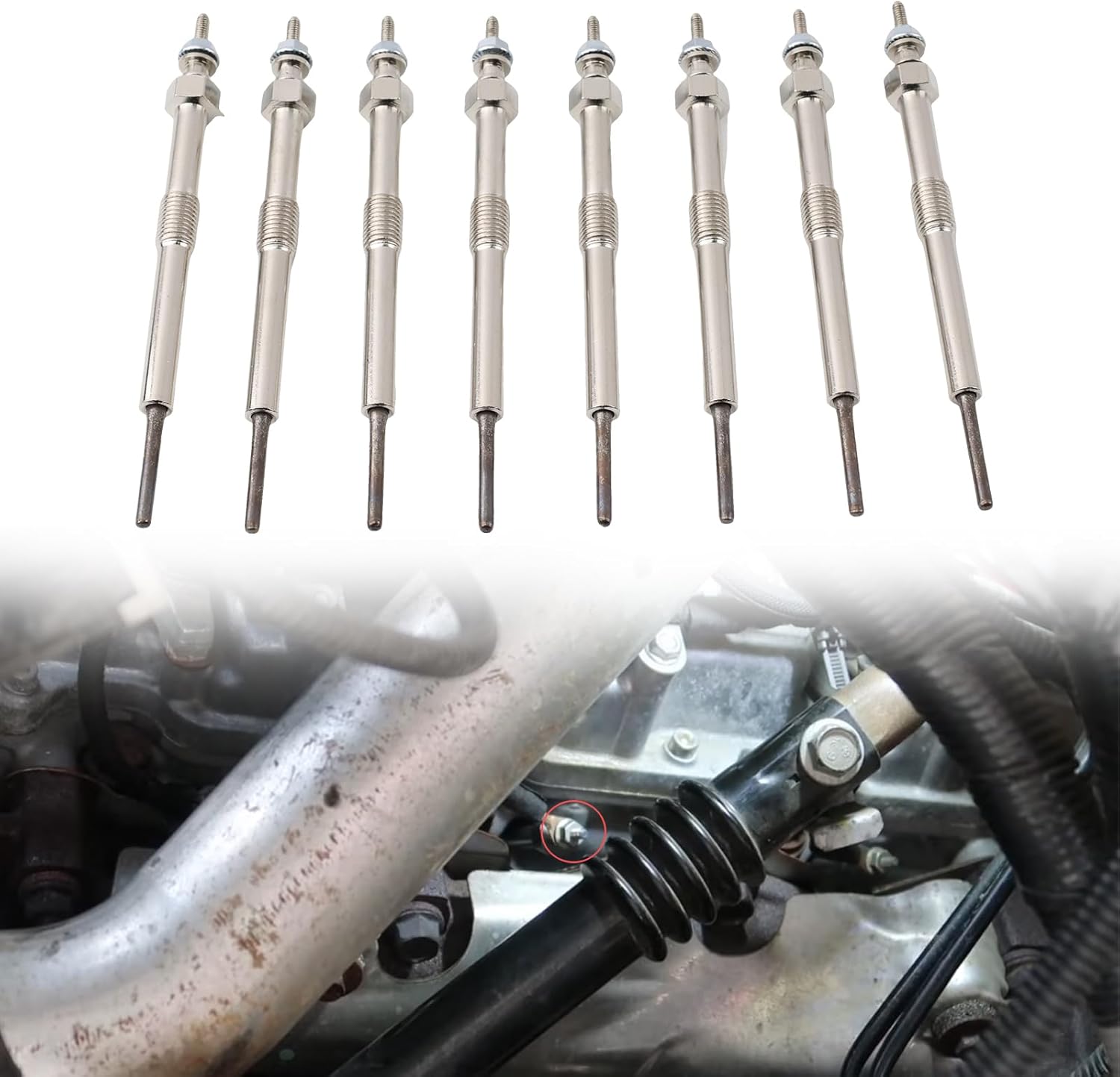8Pcs Diesel Glow Plugs 9G Fit for Chevy Express 2500 3500 / Silverado 2500 3500 / GMC Savana 2500 3500 / Sierra 2500 3500 6.6L V8 OE# 12639701, 97364968, 05613738, 97326305, 97226202