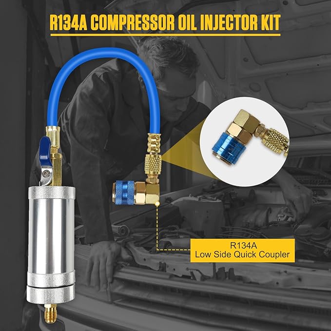 Kit Inyector de Aceite y Tinte para A/C R134A con Conector Rápido miniatura 3