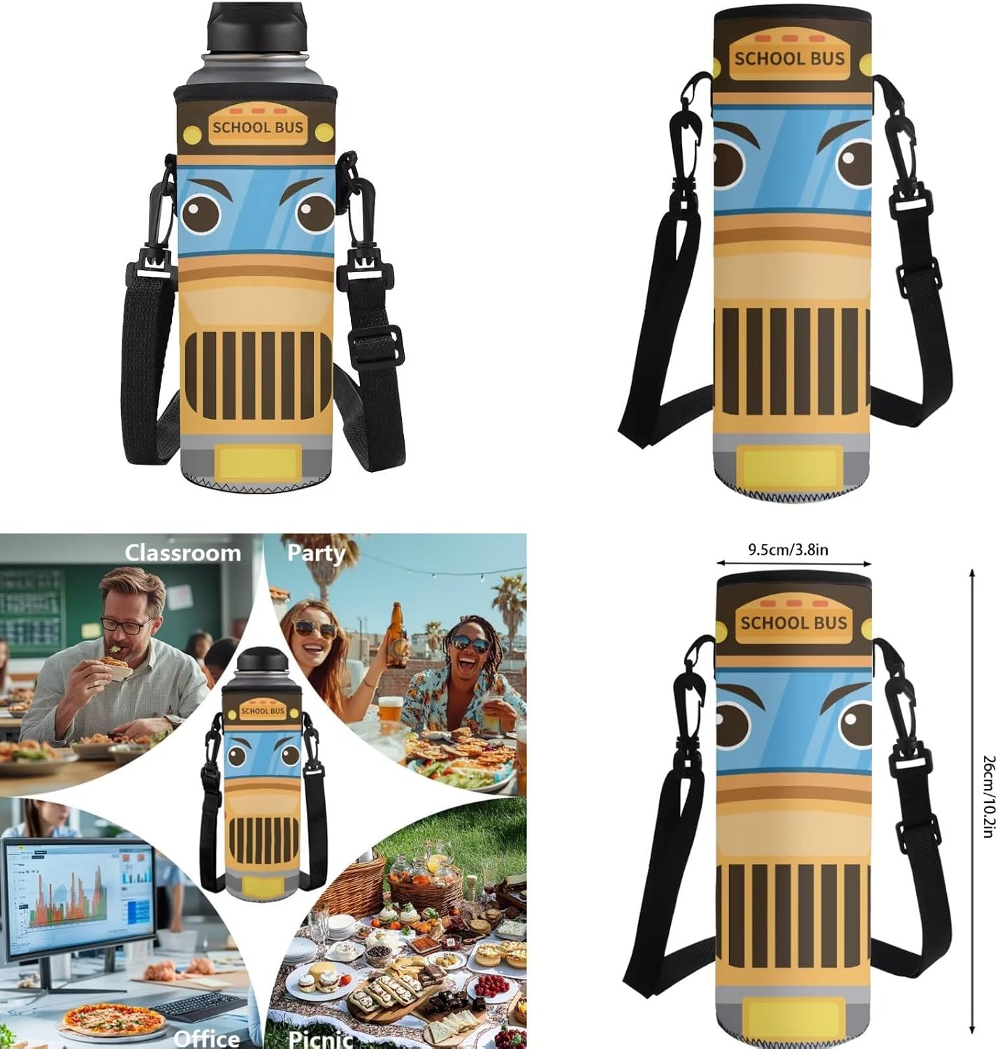 BIGCARJOB Bus Backpack for School Boys Bookbags Set with Lunch Bags Pencil Case 5 Pcs Boys School Bookbags Set Thermal Lunch Containers Water Bottle Carrier Back to School Bookmark