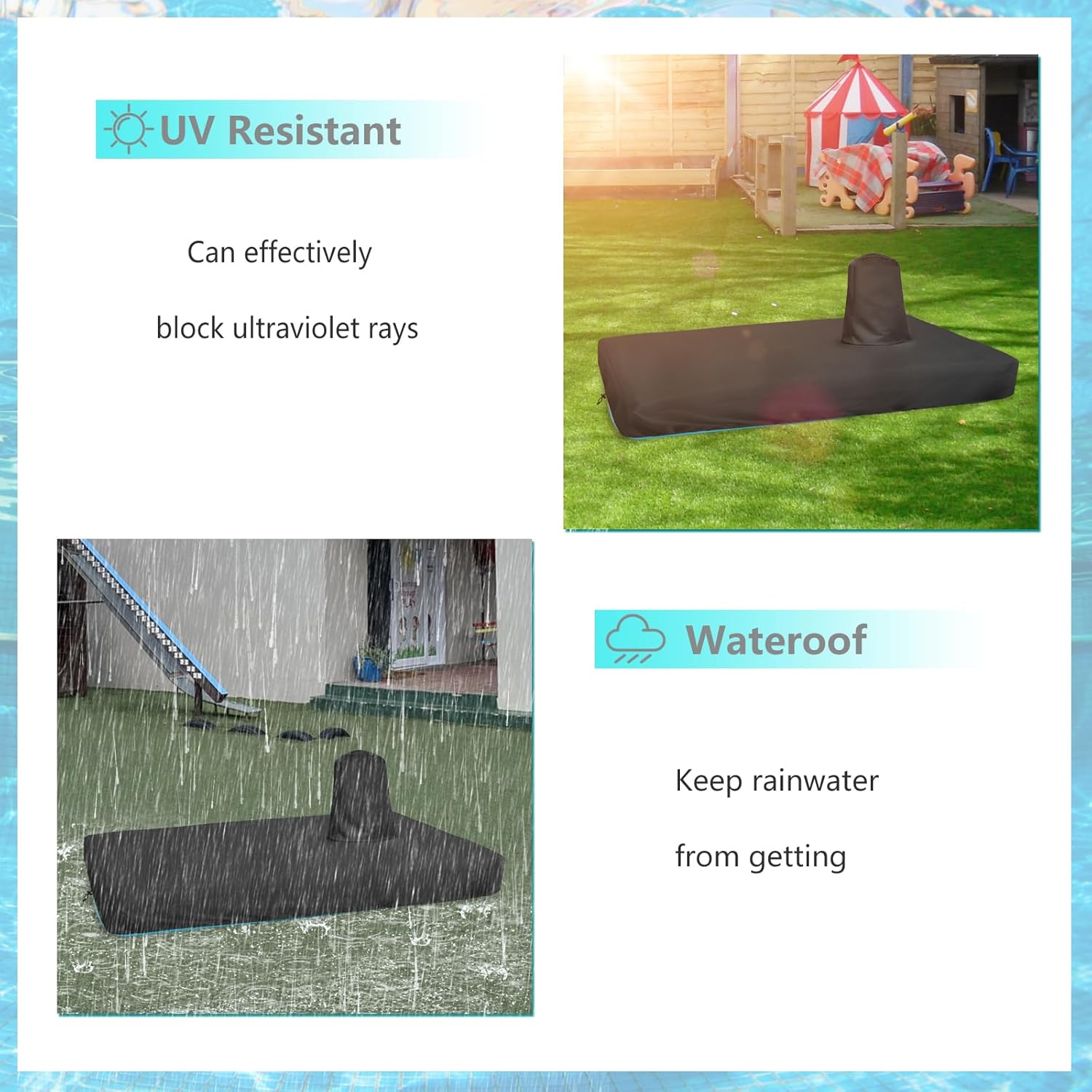 Toddler Water Table Cover for Little Tikes Splash Pad & Splash Beach Water Table,Heavy Duty Waterproof UV-Resistant,Black
