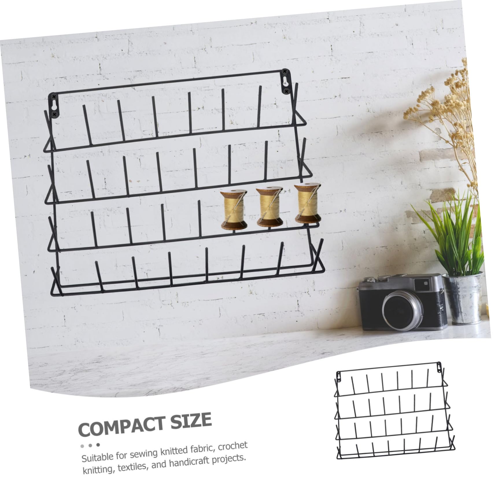 Gadpiparty Estante Organizador de Hilo para 32 Carretes, Metal Negro, Gancho, para Costura y Bordado, Uso Doméstico, Accesorio Práctico para Manualidades y Tejido, Adecuado para Artesanía