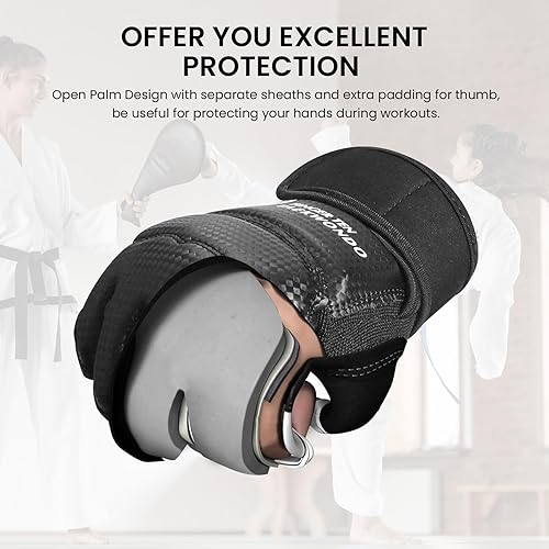 Miniatura 4 de Taekwondo Sparring Gear Guantes de mano y pies protectores de medio dedo para boxeo, Kickboxing, muñequeras de alta calidad, soporte de tobillo para