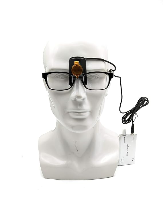 3W LED Headlight Lamp with Filter +3.5X 420mm Binocular Loupes Optical Glasses Bag (Silver)