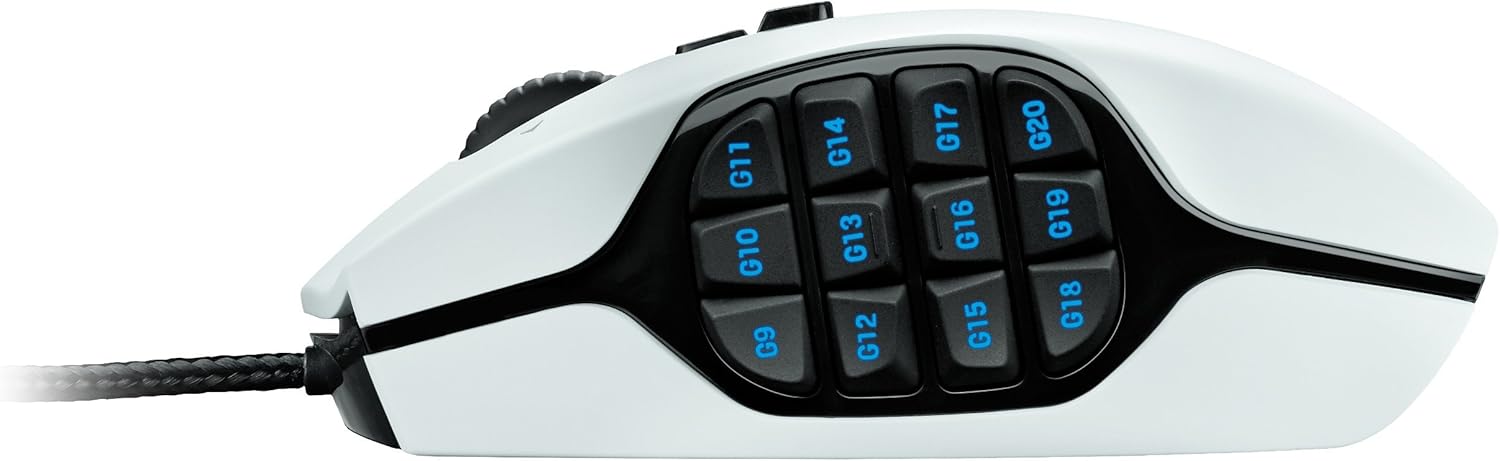 Logitech G600 MMO Gaming Mouse, White (Renewed)