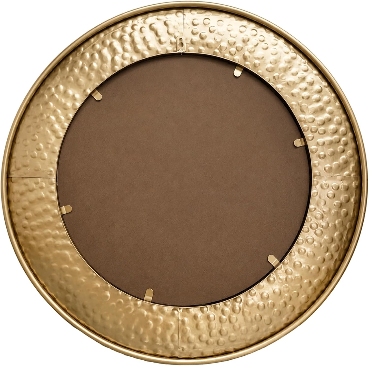 24 Inch Round Wall Mirror, Hammered Antique Gold Metal Frame, Vintage Decorative Circle Mirror for Bathroom Vanity, Living Room, Entryway, Farmhouse Wall Decor