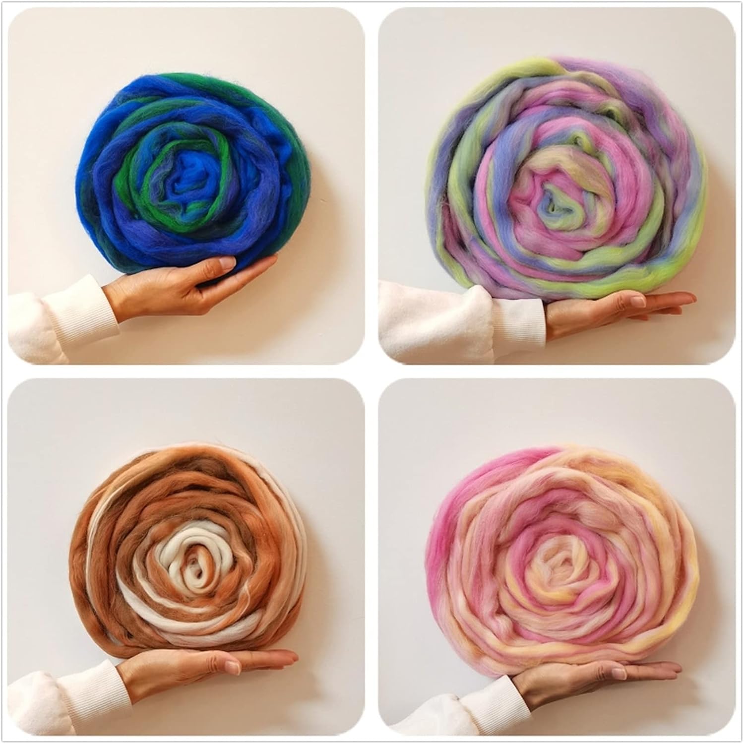 Crochet Kit Yarn Blended Roving 50g, Wool, Merino Mixed Wool Roving for Wool Making Craft (Color : Color 17)