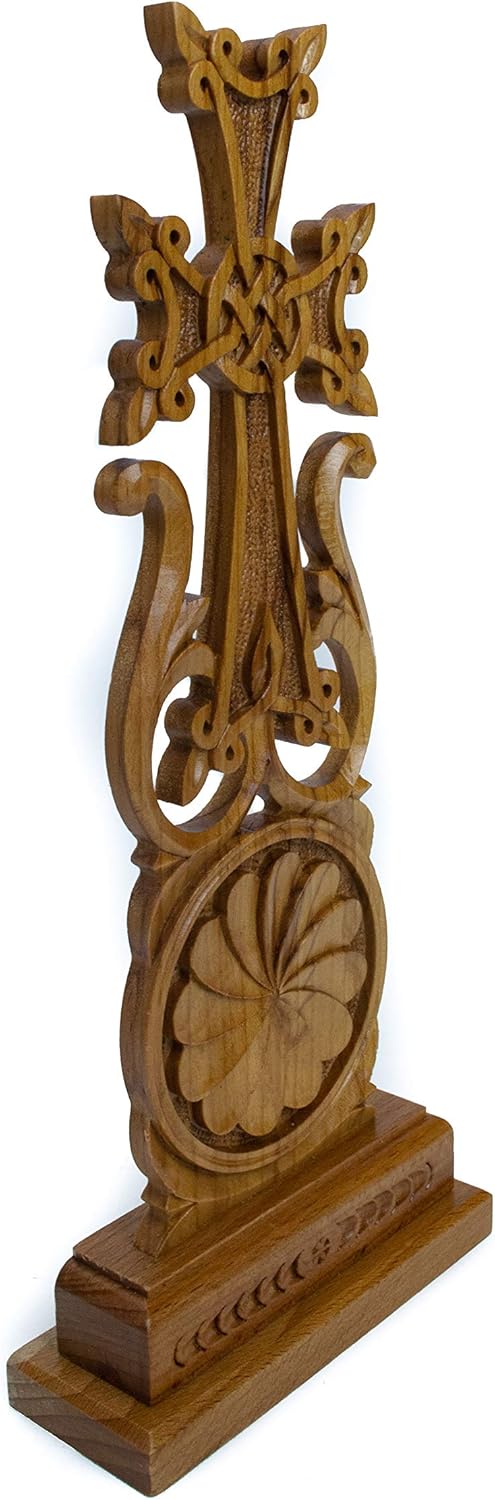 Wooden "KHACHKAR" with Eternity sign on it Cross for Desk best Armenian gift souvenir