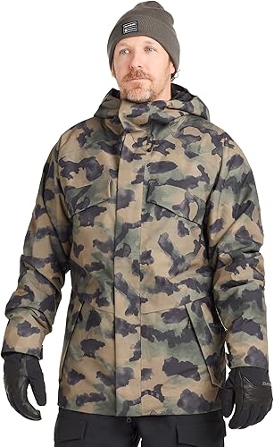 Dakine Chaqueta de esquí y snowboard con aislamiento de 20 quilates para hombre, camuflaje de agua, verde, talla L, Verde
