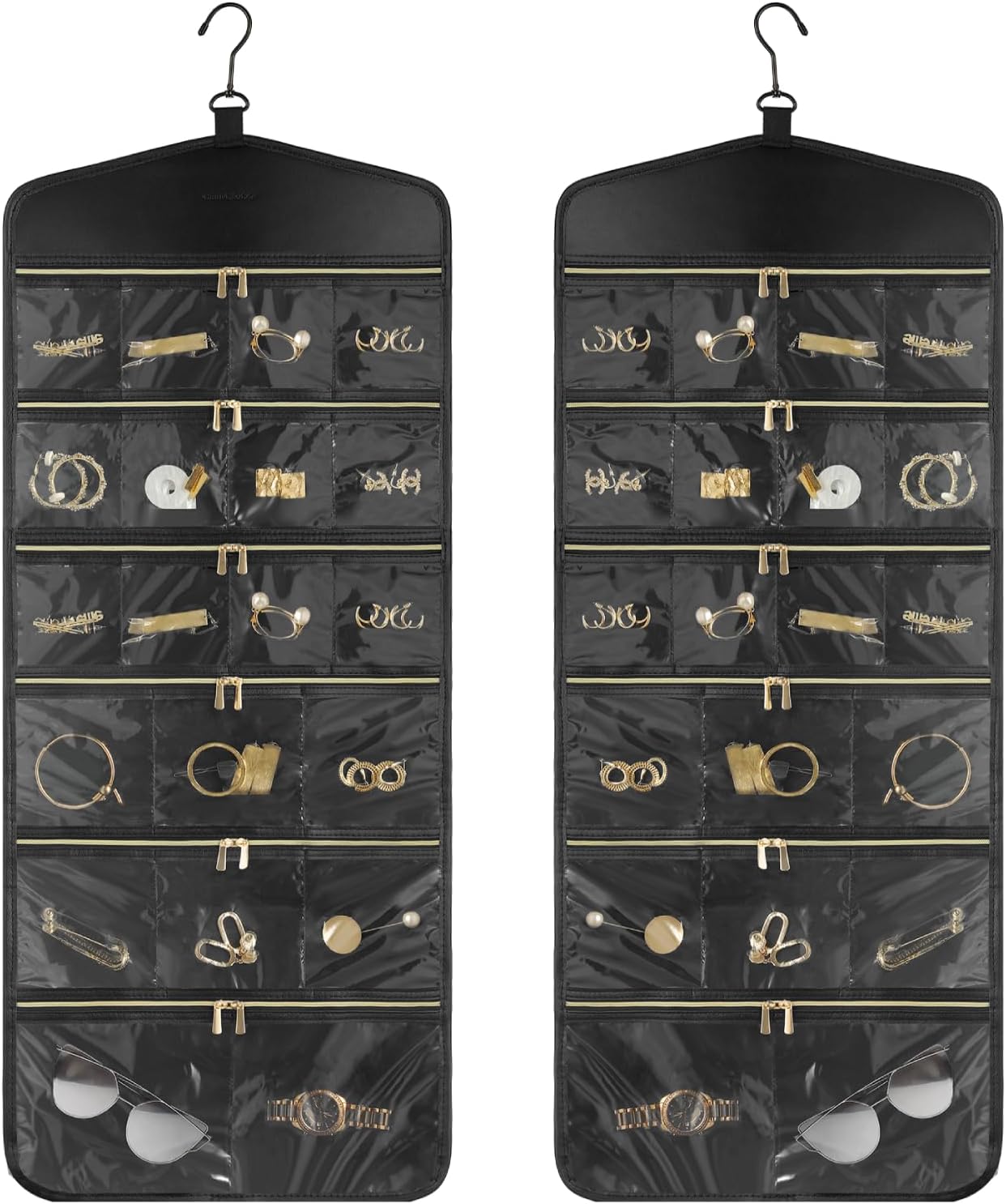 CHICECO Hanging Jewelry Organizer With Zippered Pockets,40 Pockets Travel Jewelry Organizer Storage for Cloest,Wall,Door