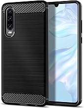 Qiinogow Case Compatible with Huawei P30, Ultra Thin Mobile Phone Case with Shock Absorption, Protective Case Made of Carbon Fibre TPU (Black)