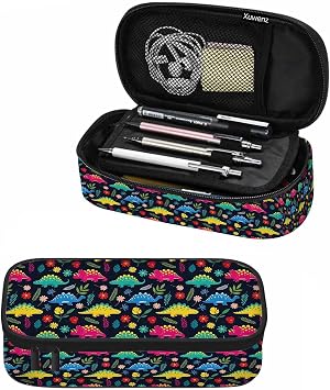 Dinosaur Pencil Bag Cartoon Dinosaurs Animal Flowers Colorful Big Capacity Pencil Case Pencil Pouch Pen Bag School Students Boy Girl