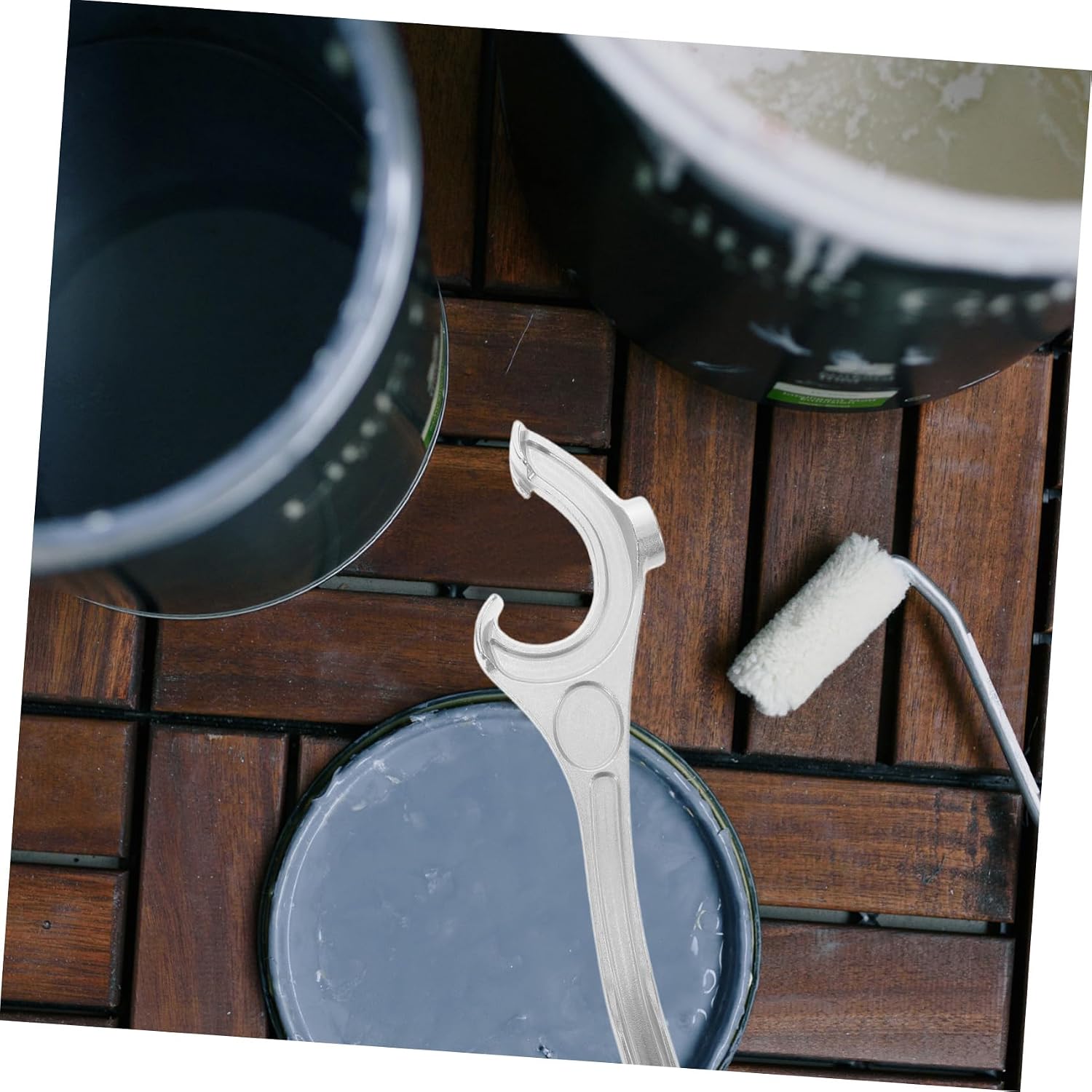 Zerodeko Aluminum Bucket Lid Opener Metal Pail Remover Tool for Home Industrial Use User-friendly Design with Stylish Silver Finish