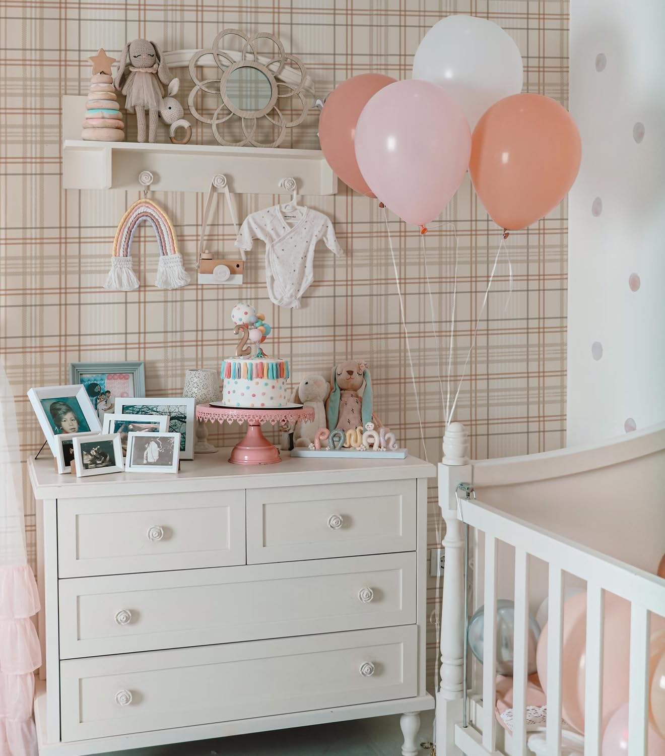 Peel and Stick Wallpaper Check Plaid Boho Neutral - Self Adhesive Waterproof Vinyl Wallpaper for Walls, Kitchen Backsplash, Bathroom, Bedroom, Rentals (Light, 17.3" X 472.44")