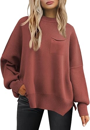Womens Oversized Sweaters Pullover Tops | 2026 Fall Fashion, Long Sleeve Batwing, Crewneck, Soft Warm Loose Fit, Ribbed Knit, Casual Style