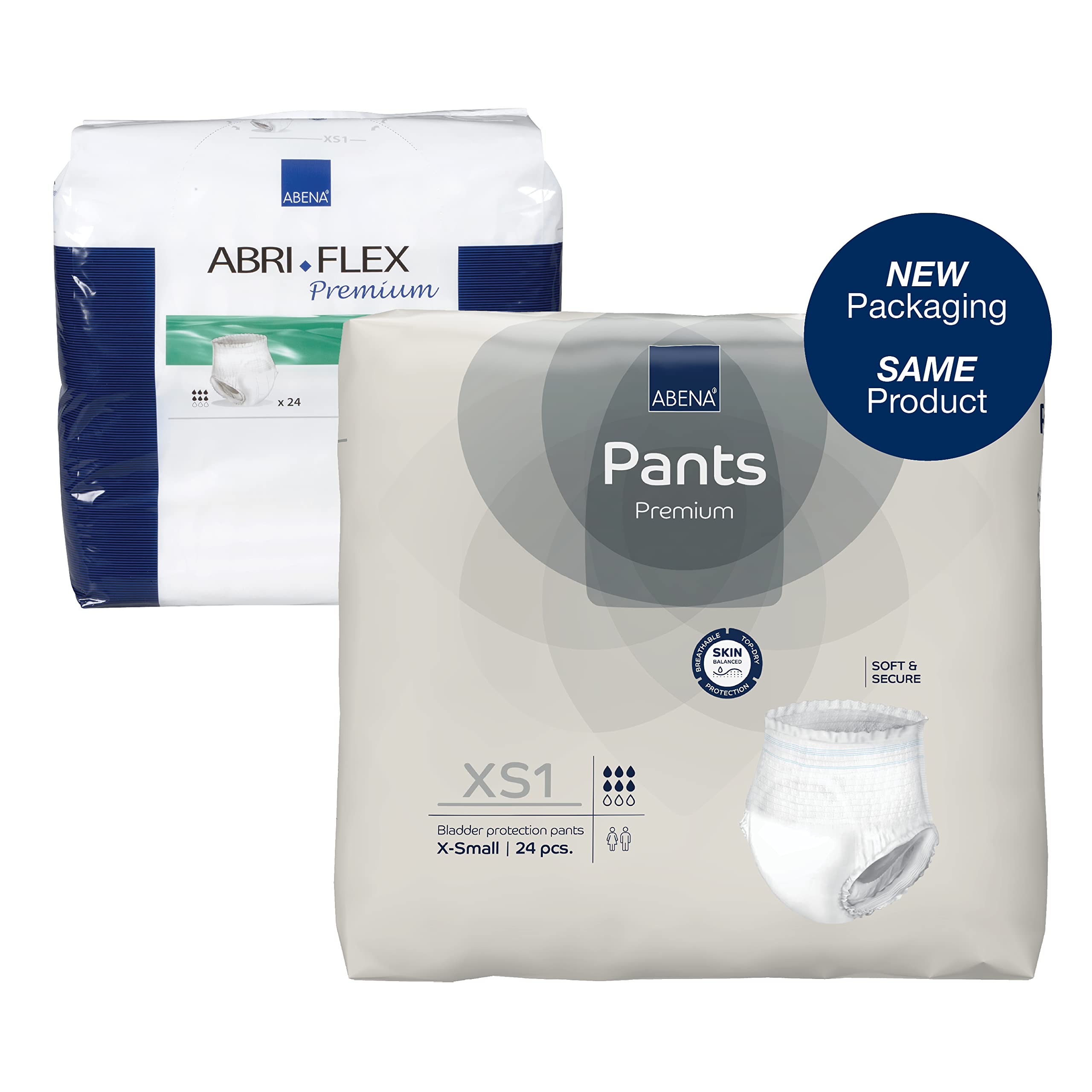 Abena Pants Premium Pull-Up Incontinence Pants, Eco-Labelled Incontinence Pants for Men and Women, Discreet, Protective, Breathable, Comfortable - XS 1, 45-70cm Waist, 24PK
