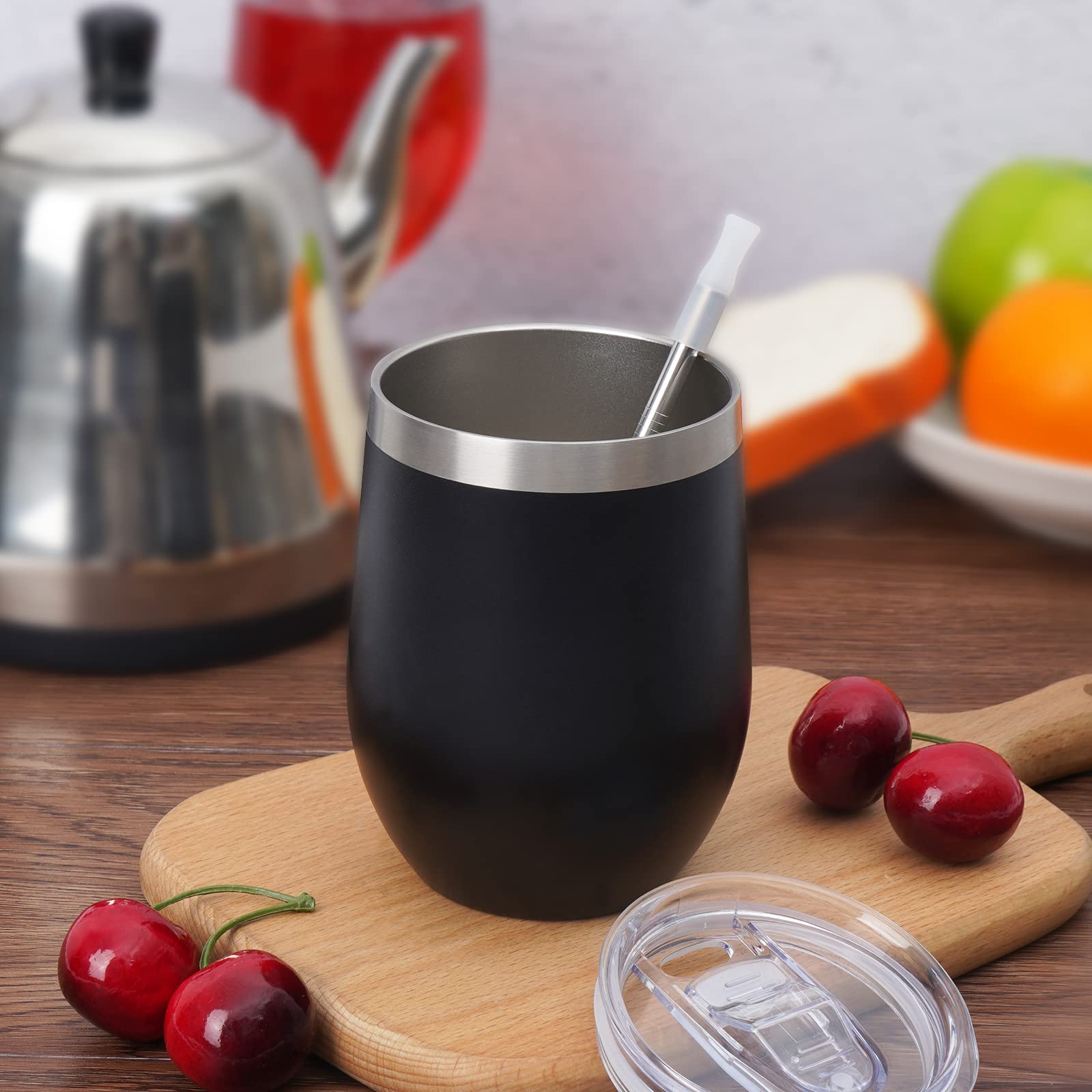 Reusable Coffee Cup, Double Walled -Insulated Travel Mug Vacuum Stainless Steel Wine Tumbler with Spill Proof Lid - Image 2